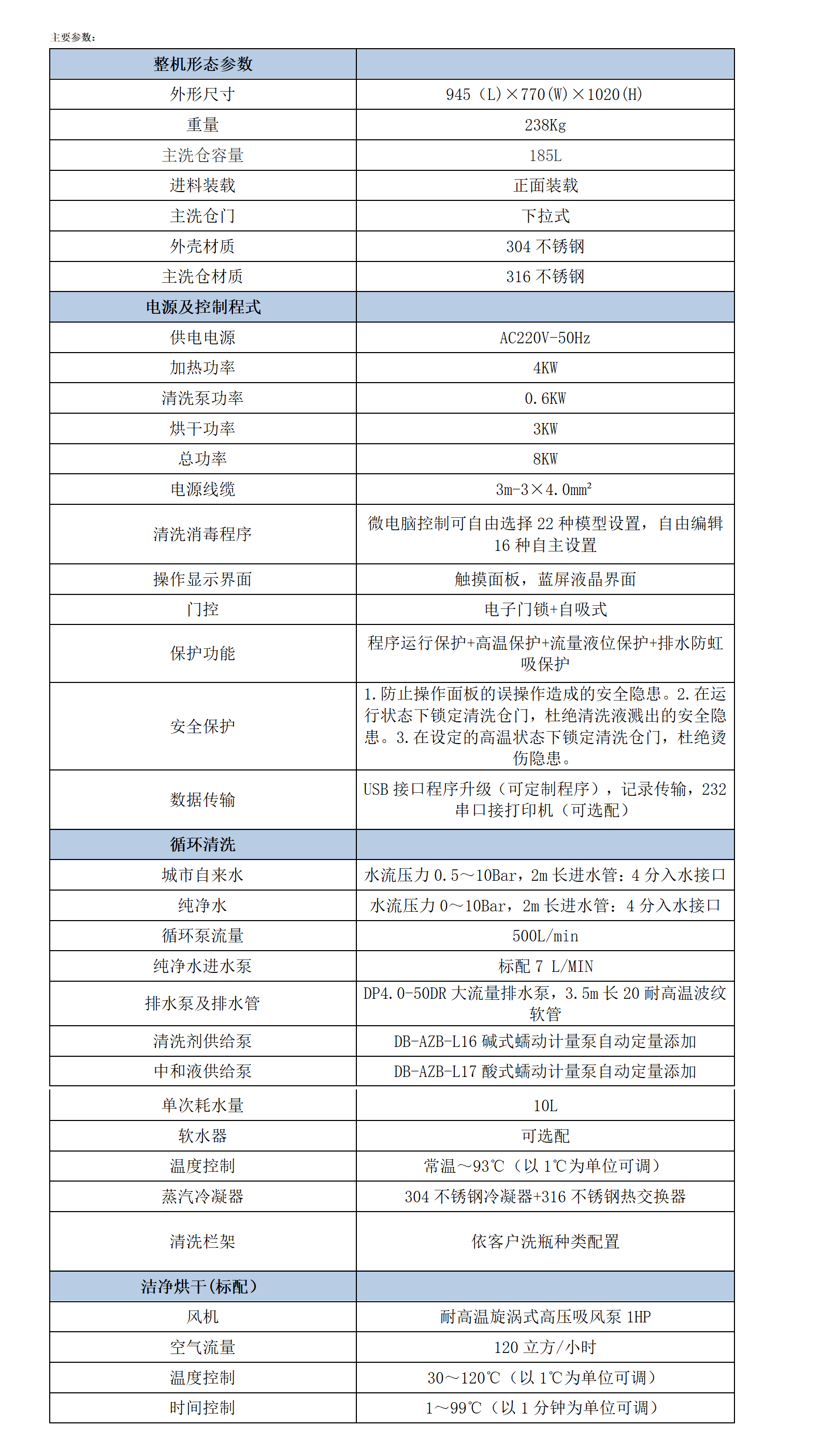 杜伯特UP-DBT-III实验室洗瓶机规格图