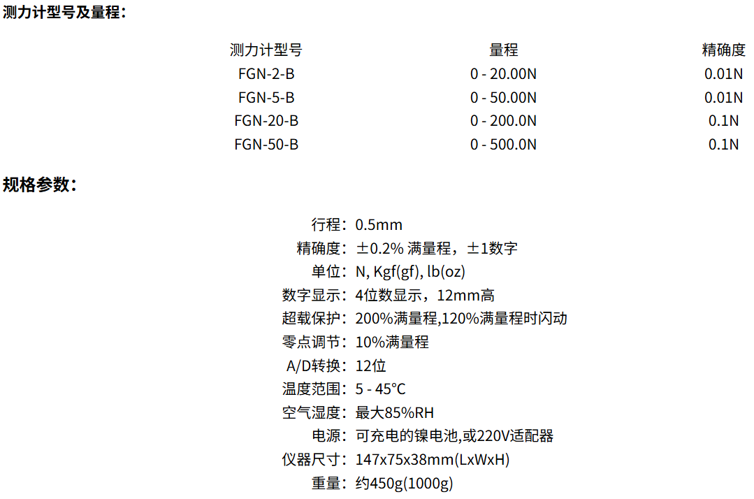 数字式测力计(FGN-B)规格图