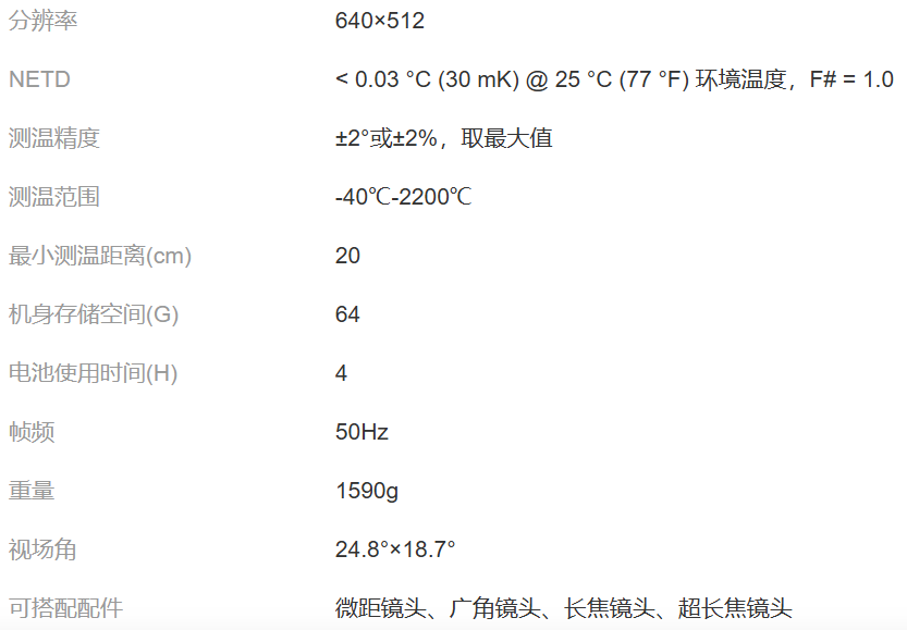 DV型超高温手持热像仪规格图