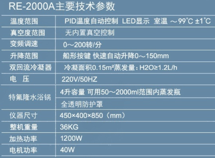 旋转蒸发仪RE-2000A规格图